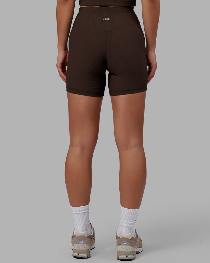 Woman wearing Creator Ribbed Mid Shorts - Dark Chocolate