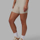 Woman wearing Creator Ribbed Mid Short Tights - Shale Beige