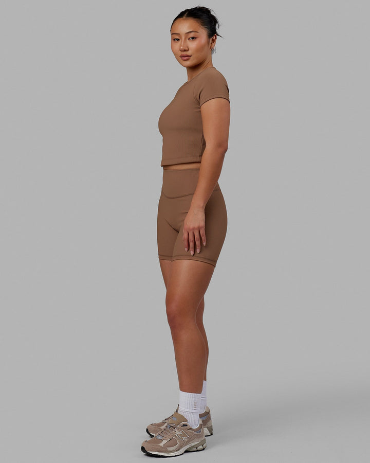 Woman wearing Creator Ribbed Tee - Doe
