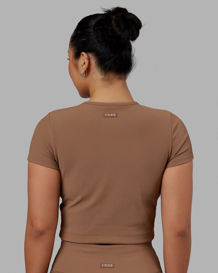 Woman wearing Creator Ribbed Tee - Doe