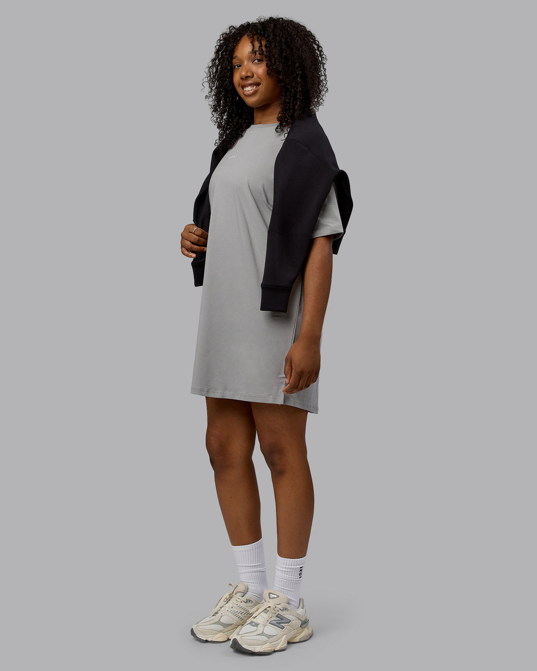 Woman wearing Daily FLXCotton Oversized Dress - Circular Grey