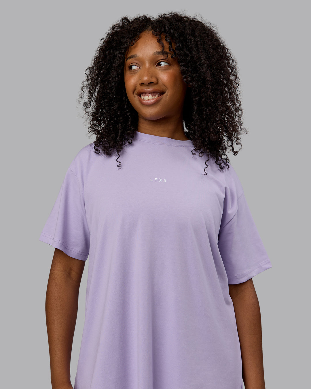 Woman wearing Daily FLXCotton Oversized Dress - Pale Lilac