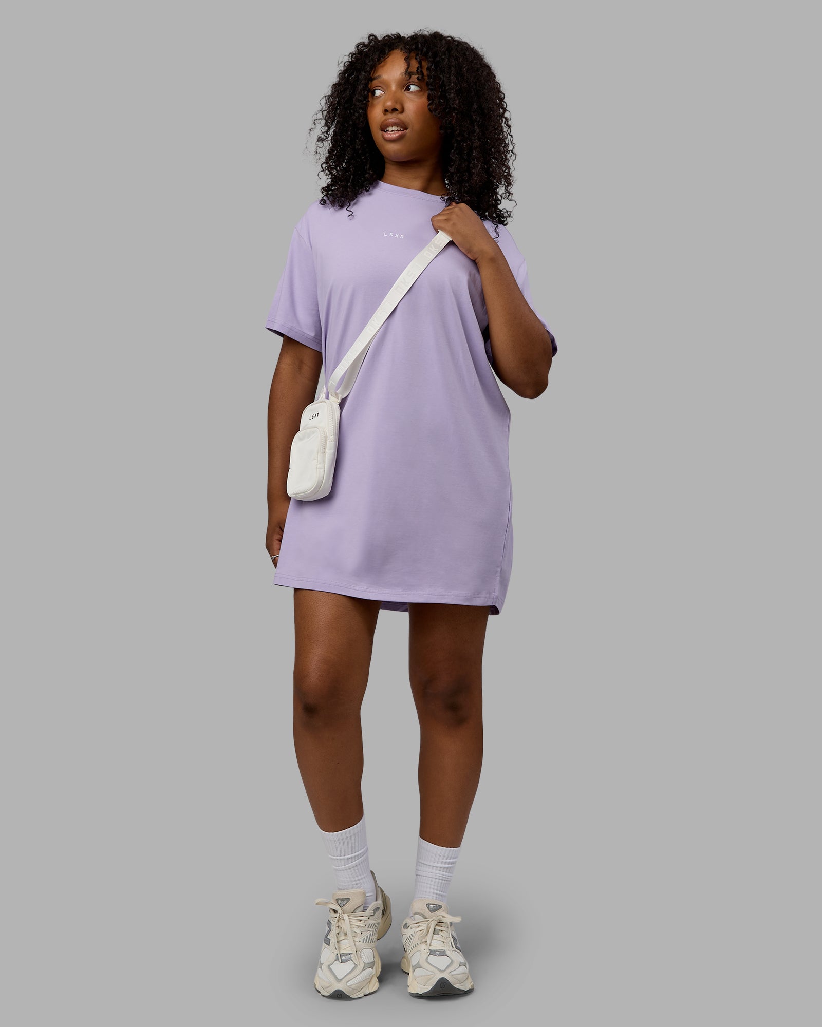 Woman wearing Daily FLXCotton Oversized Dress - Pale Lilac