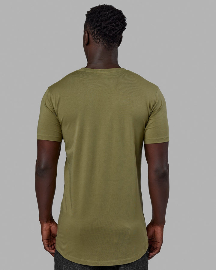 Man wearing Deluxe PimaFLX Tee - Moss Stone