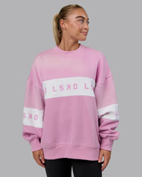Woman wearing Disc Oversized Sweater - Bubblegum-Light Bubblegum