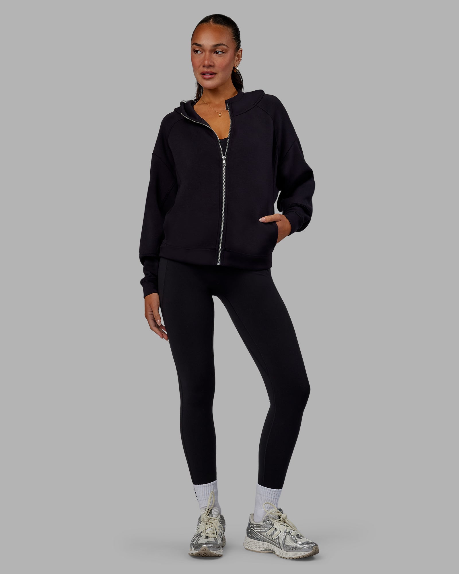 Elevate SoftTouch Zip Through Hoodie - Black-Black | LSKD