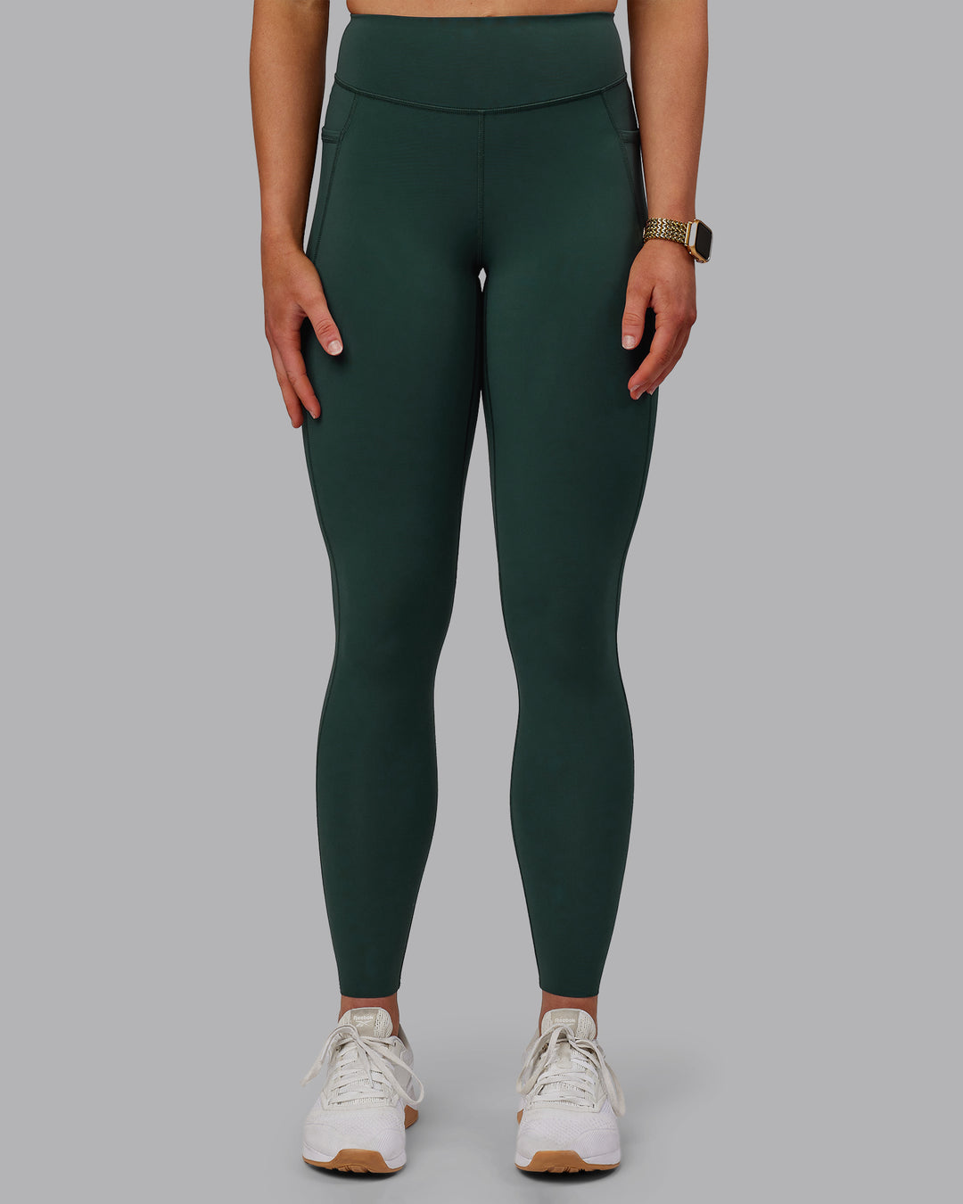 Woman wearing Elite High-Rise Full Length Legging Pockets - Vital Green