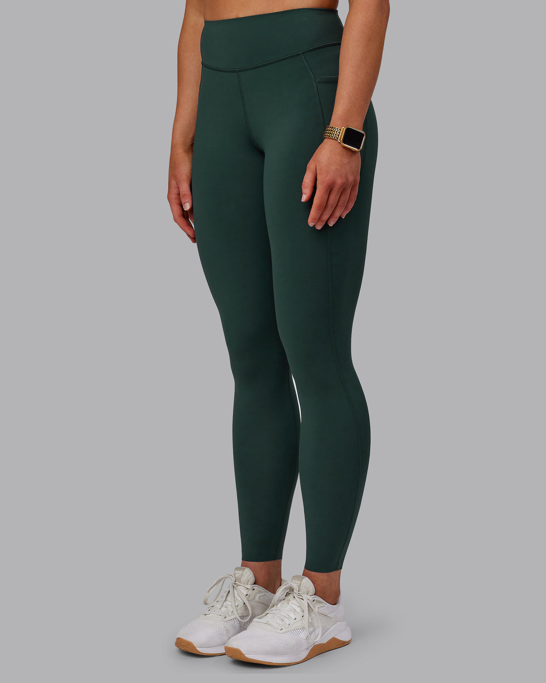 Woman wearing Elite High-Rise Full Length Legging Pockets - Vital Green
