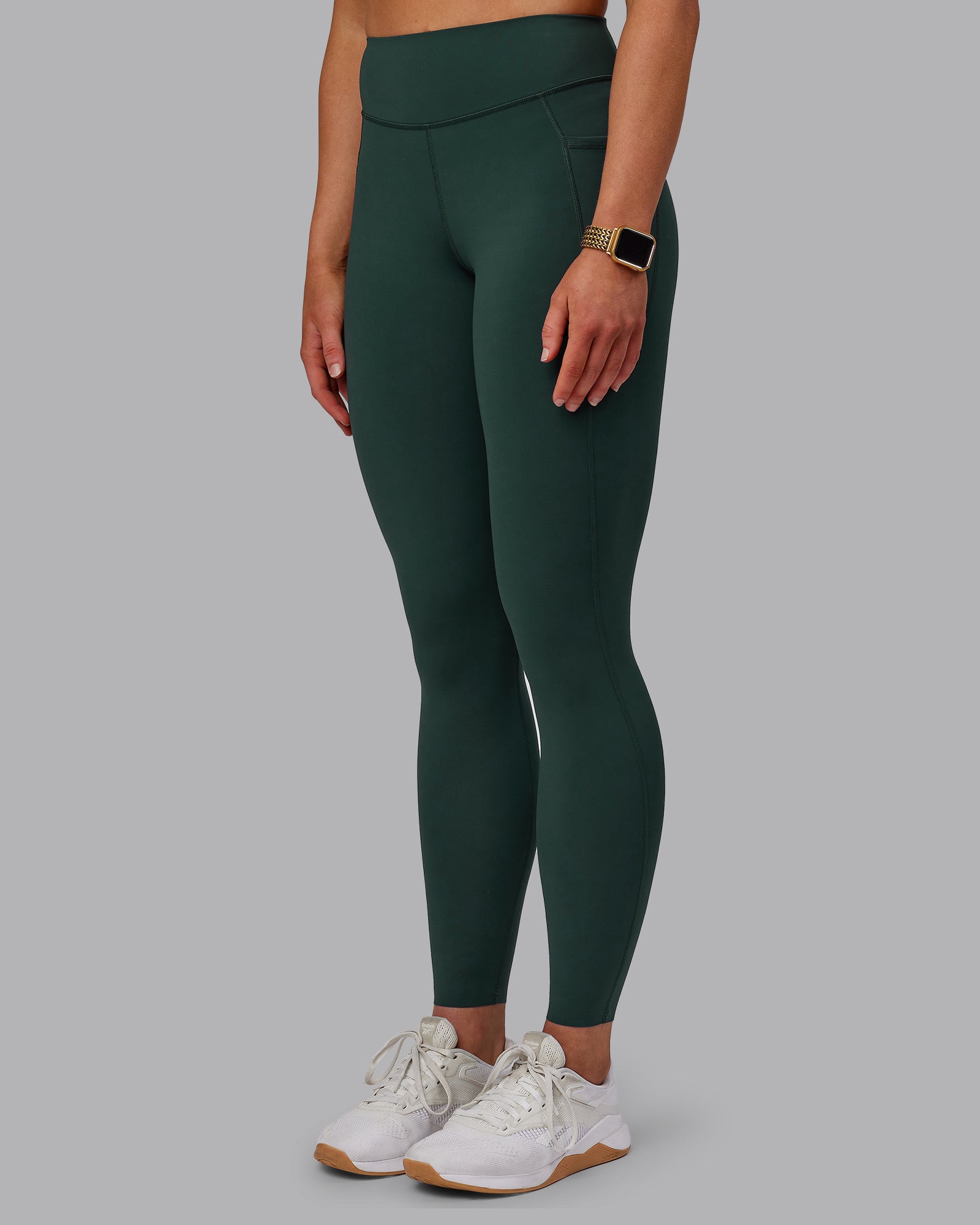 Woman wearing Elite High-Rise Full Length Legging Pockets - Vital Green