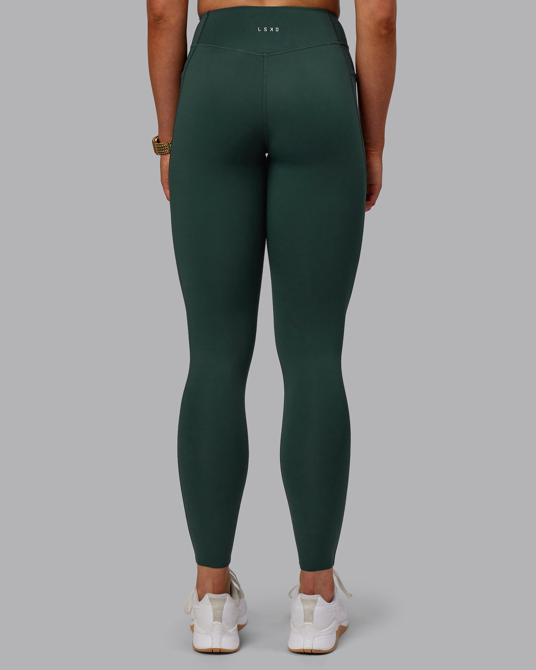 Woman wearing Elite High-Rise Full Length Legging Pockets - Vital Green