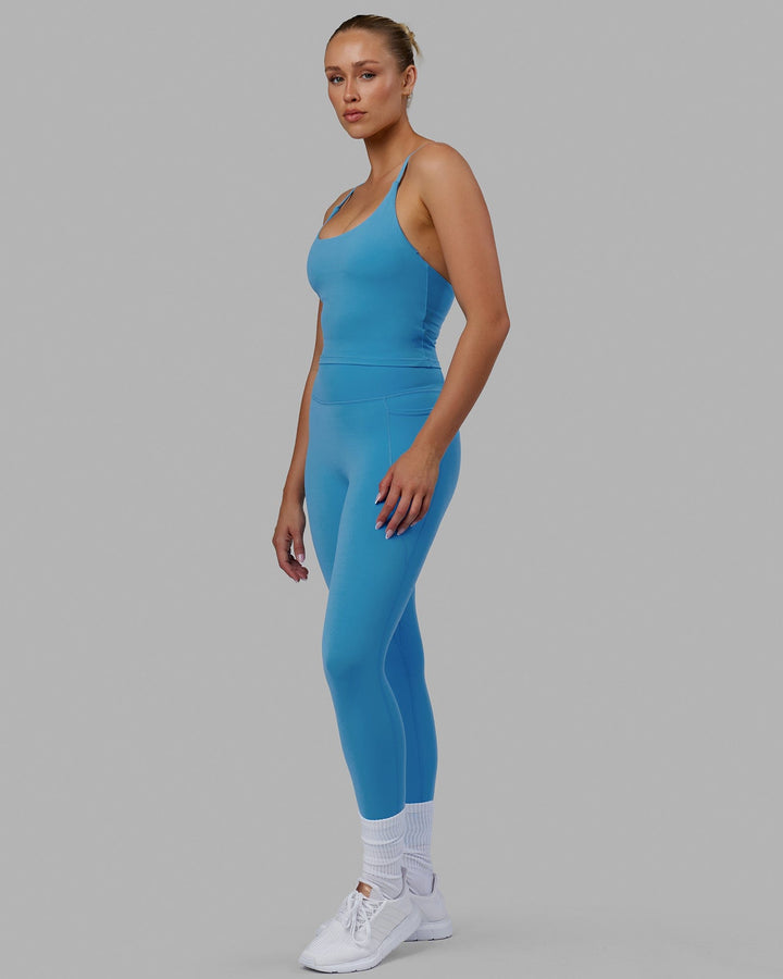 Woman wearing Elixir Active Tank - Azure Blue
