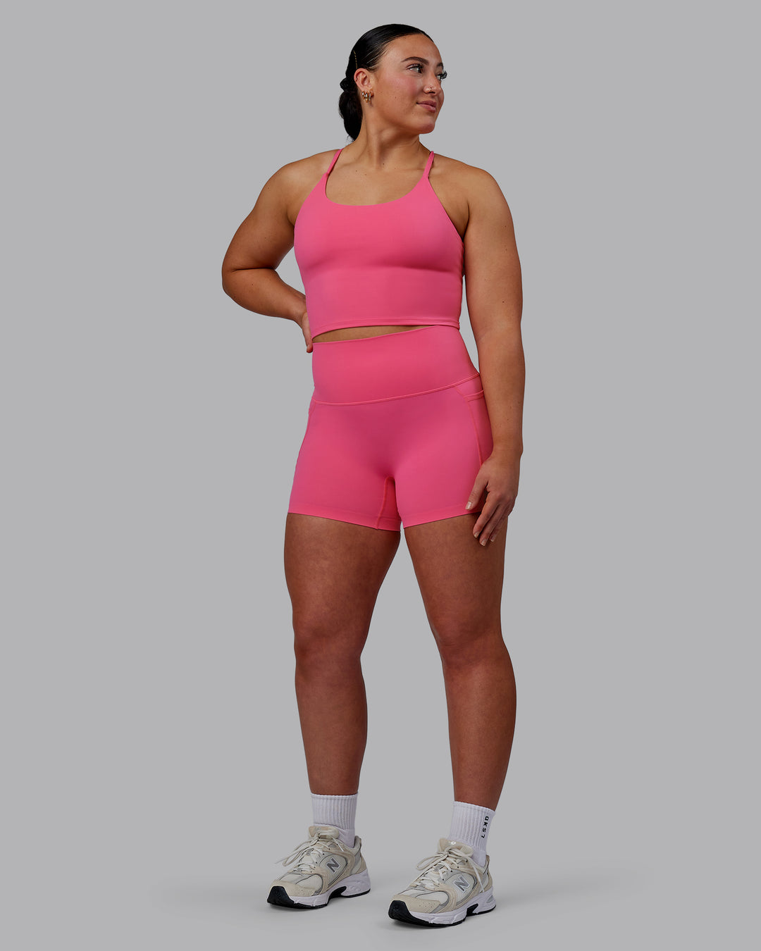 Woman wearing Elixir Active Tank - Carmine Rose