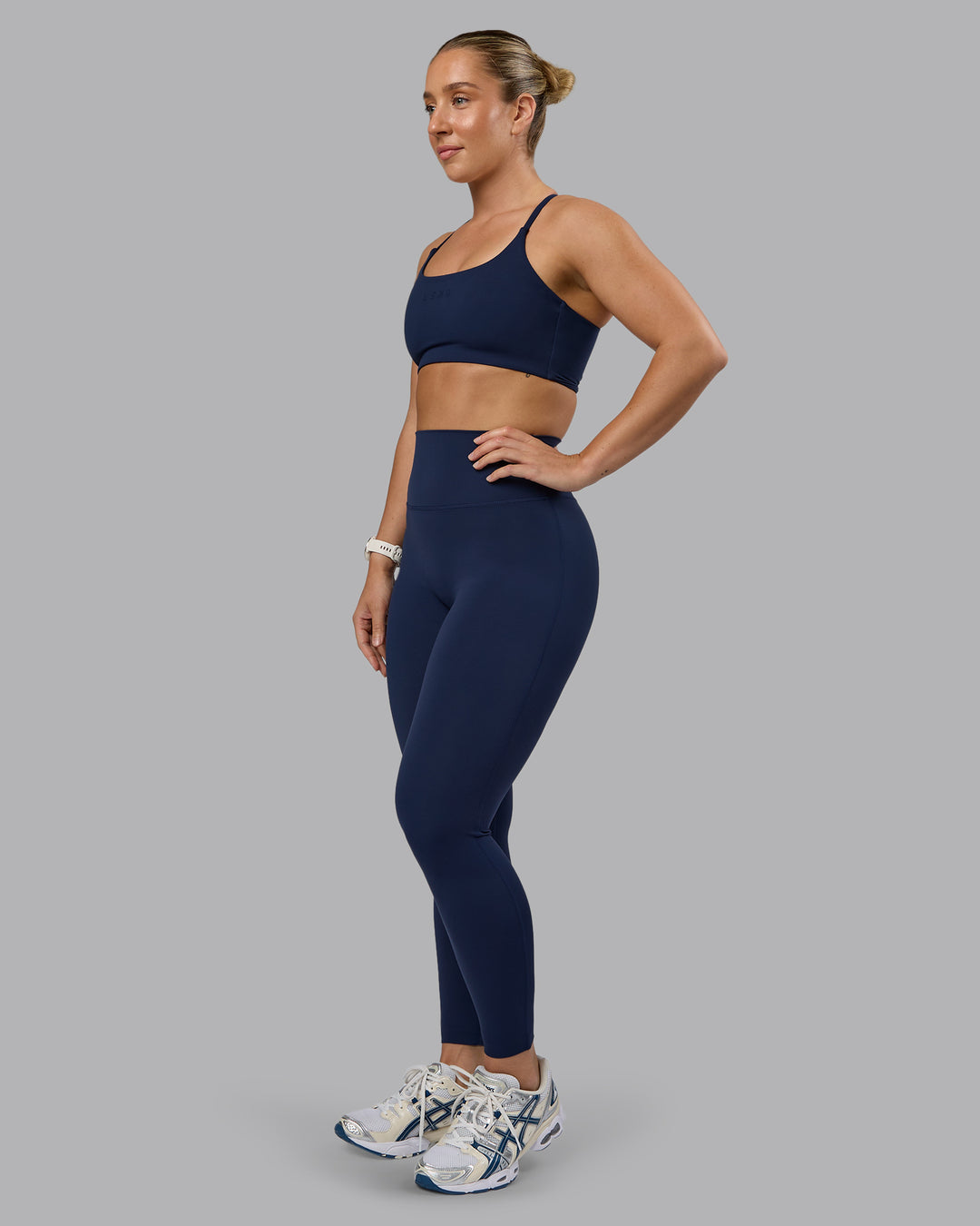 Woman wearing Elixir Ultra High-Rise Full Length Legging - Future Navy