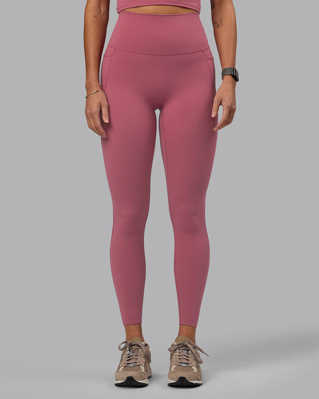 Woman wearing Elixir Ultra High-Rise Full Length Legging Pockets - Mauve Haze