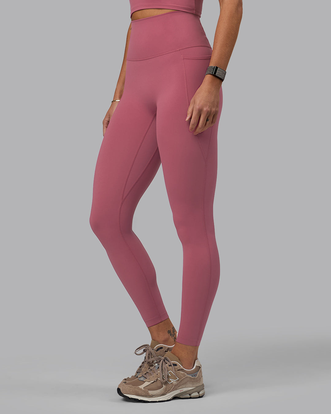 Woman wearing Elixir Ultra High-Rise Full Length Legging Pockets - Mauve Haze