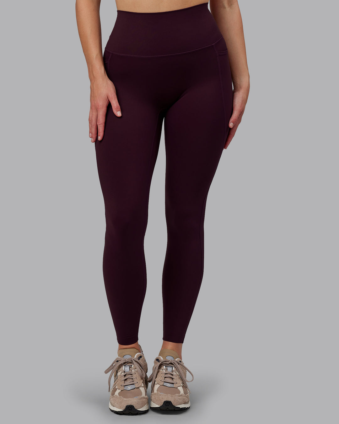Woman wearing Elixir Ultra High-Rise Full Length Legging Pockets - Mulberry