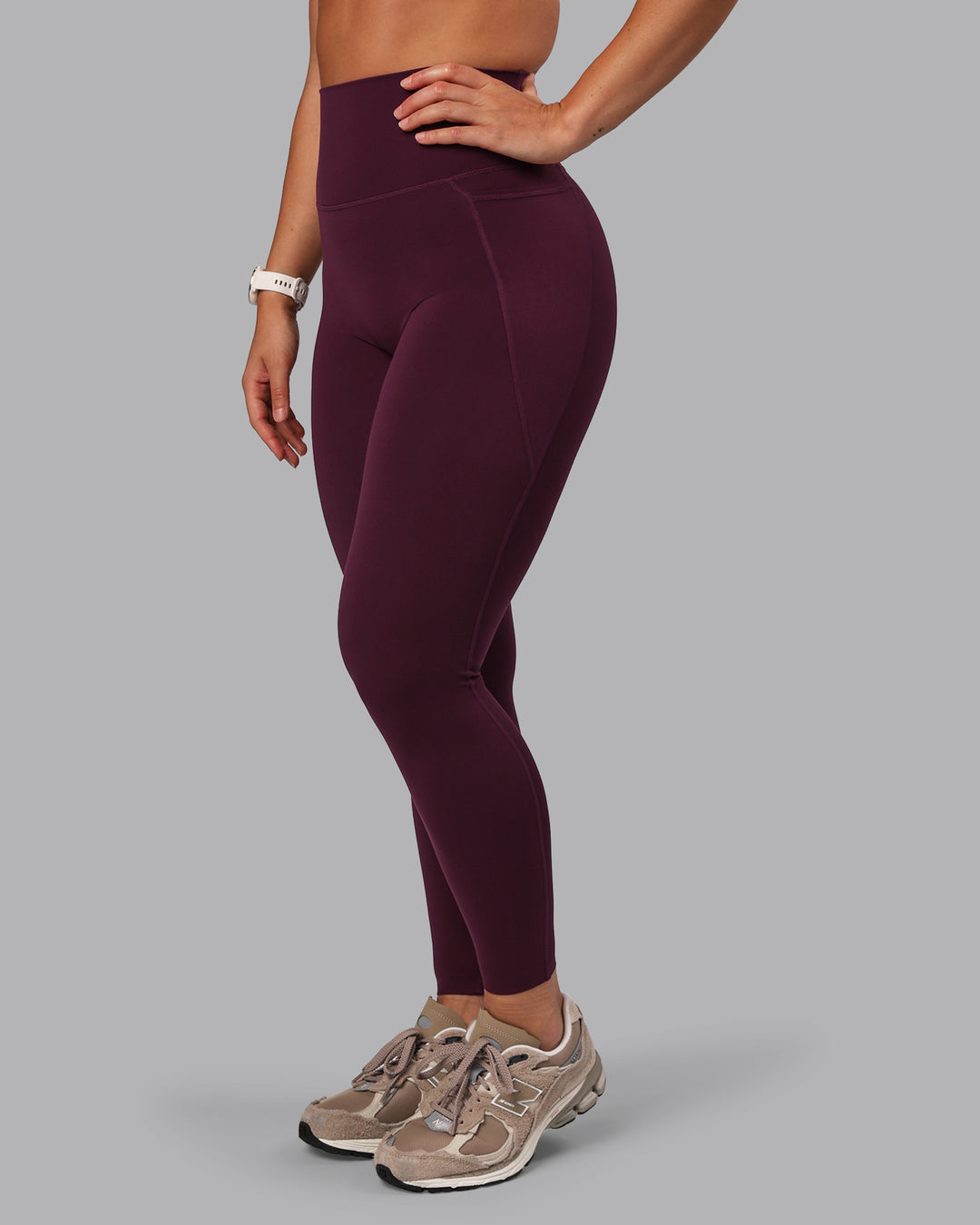 Woman wearing Elixir Ultra High-Rise Full Length Legging Pockets - Cherry Lacquer