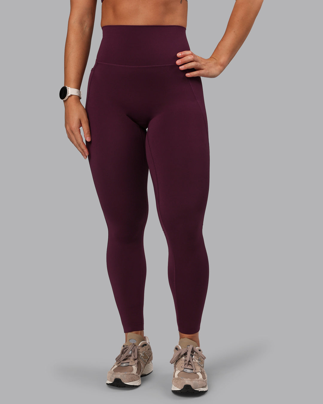 Woman wearing Elixir Ultra High-Rise Full Length Legging Pockets - Cherry Lacquer