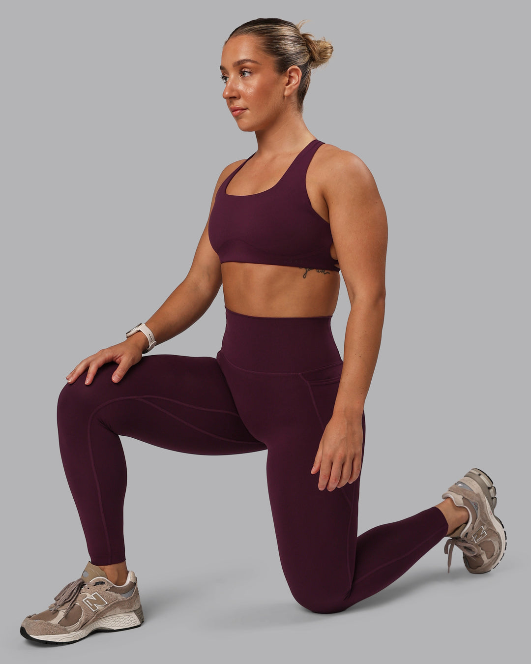 Woman wearing Elixir Ultra High-Rise Full Length Legging Pockets - Cherry Lacquer