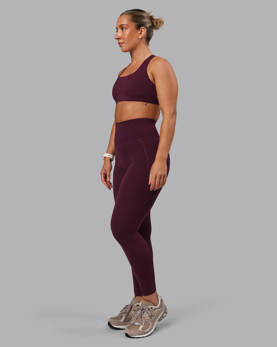 Woman wearing Elixir Ultra High-Rise Full Length Legging Pockets - Cherry Lacquer