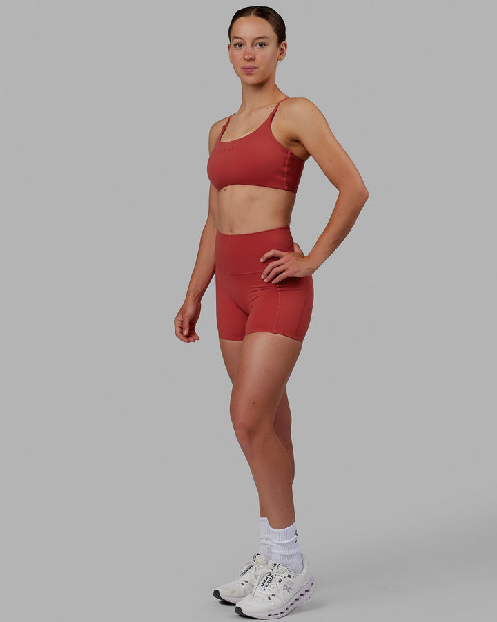 Woman wearing Elixir X-Short Tights With Pockets - Cardinal