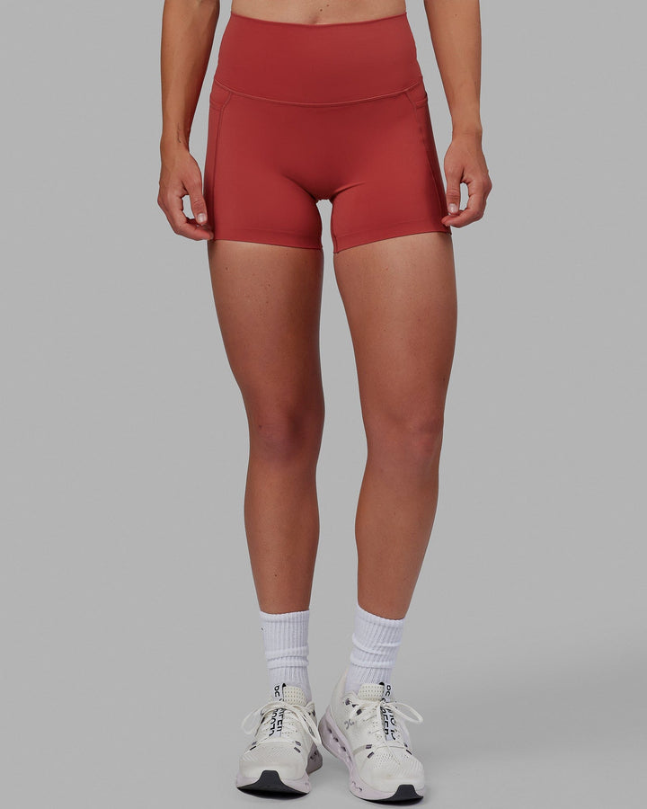 Woman wearing Elixir X-Short Tights With Pockets - Cardinal