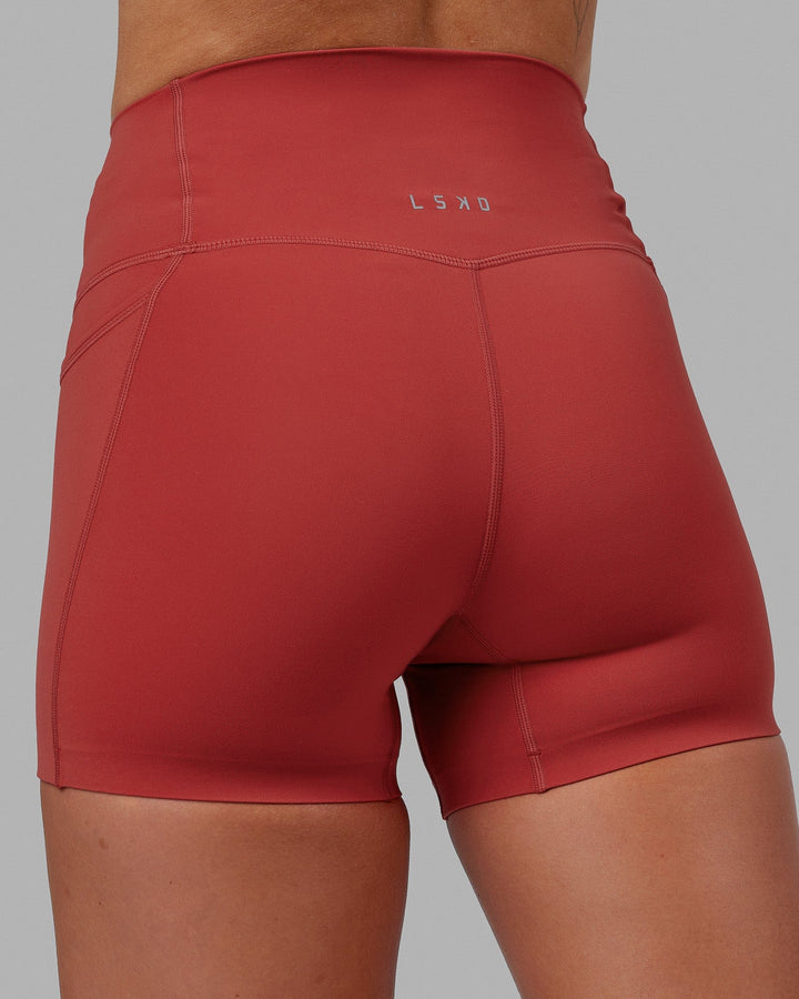 Woman wearing Elixir X-Short Tights With Pockets - Cardinal
