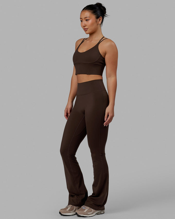 Woman wearing Empower Corset Bra - Dark Chocolate