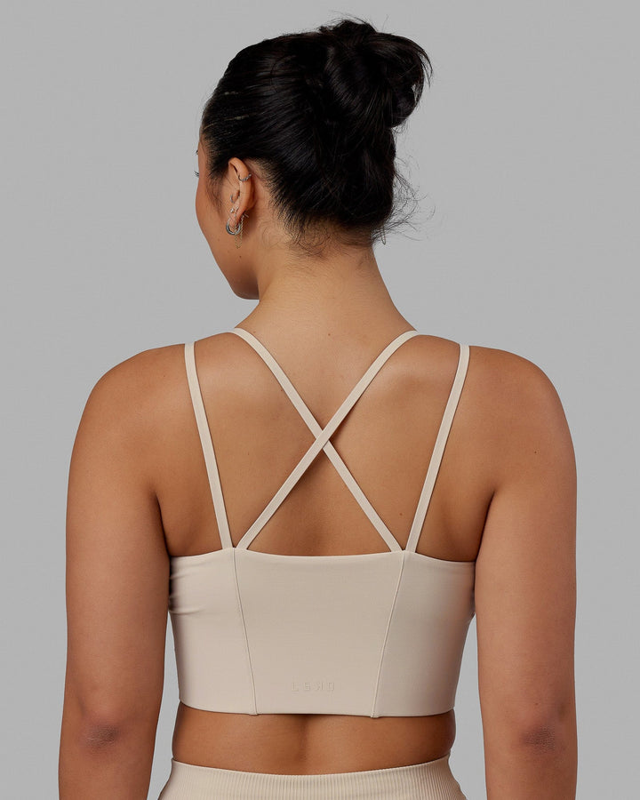 Woman wearing Empower Corset Bra - Shale Beige