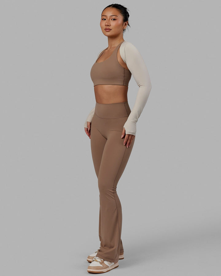Woman wearing Energy LS Bolero - Shale Beige