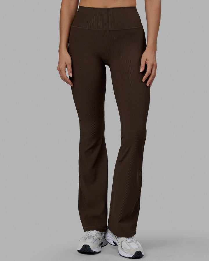 Woman wearing Everyday Ribbed Flare Tight - Dark Chocolate