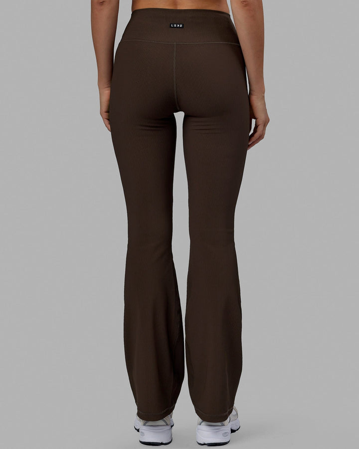 Woman wearing Everyday Ribbed Flare Tight - Dark Chocolate