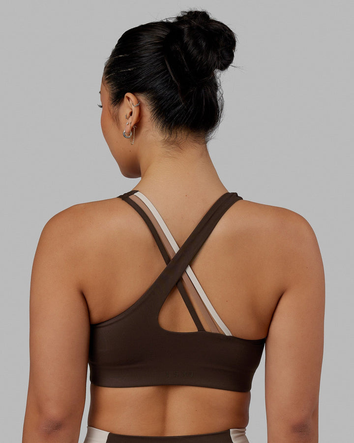 Woman wearing Evolve Bra - Dark Chocolate