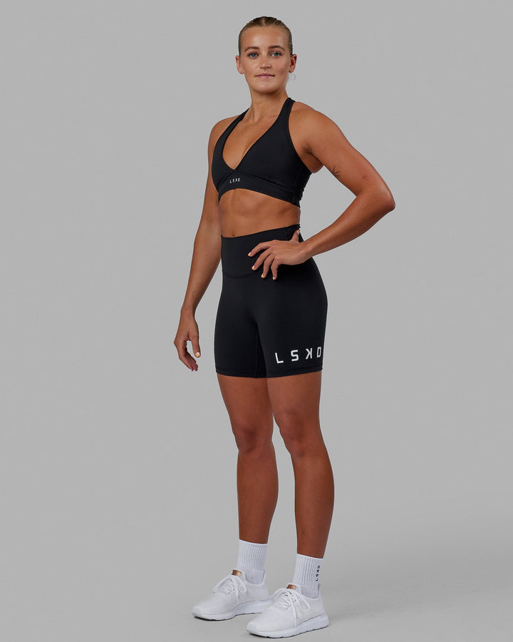 Woman wearing Evolved Mid Short Tight - Black-White