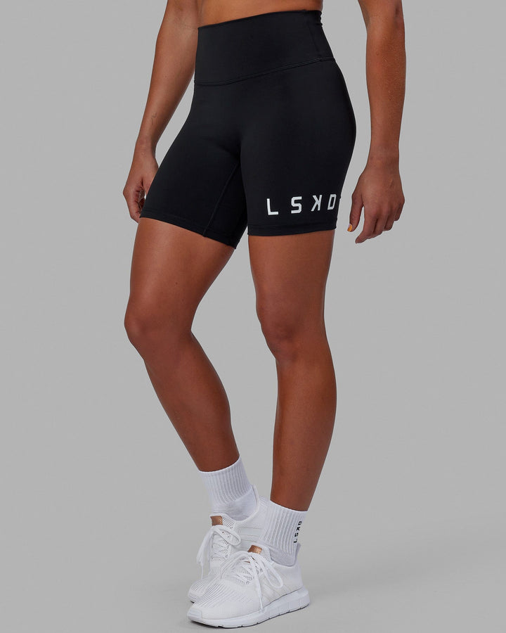 Woman wearing Evolved Mid Short Tight - Black-White