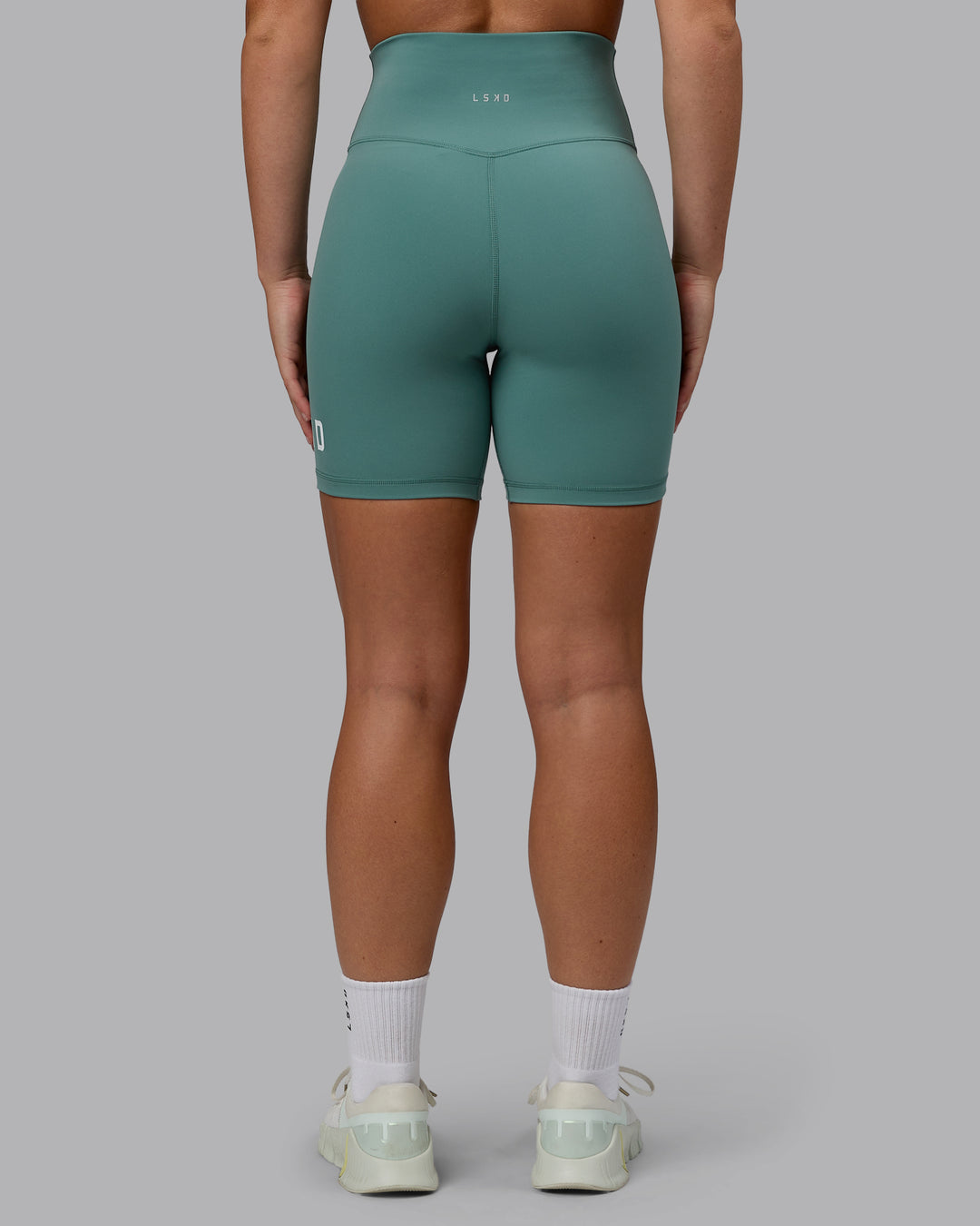 Woman wearing Evolved Ultra High-Rise 6&quot; Short - Sagebrush-White