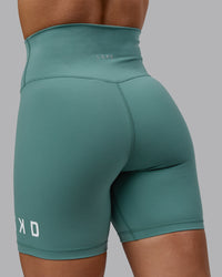 Woman wearing Evolved Ultra High-Rise 6" Short - Sagebrush-White