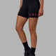 Woman wearing Evolved Mid Short Tights - Black-Raspberry
