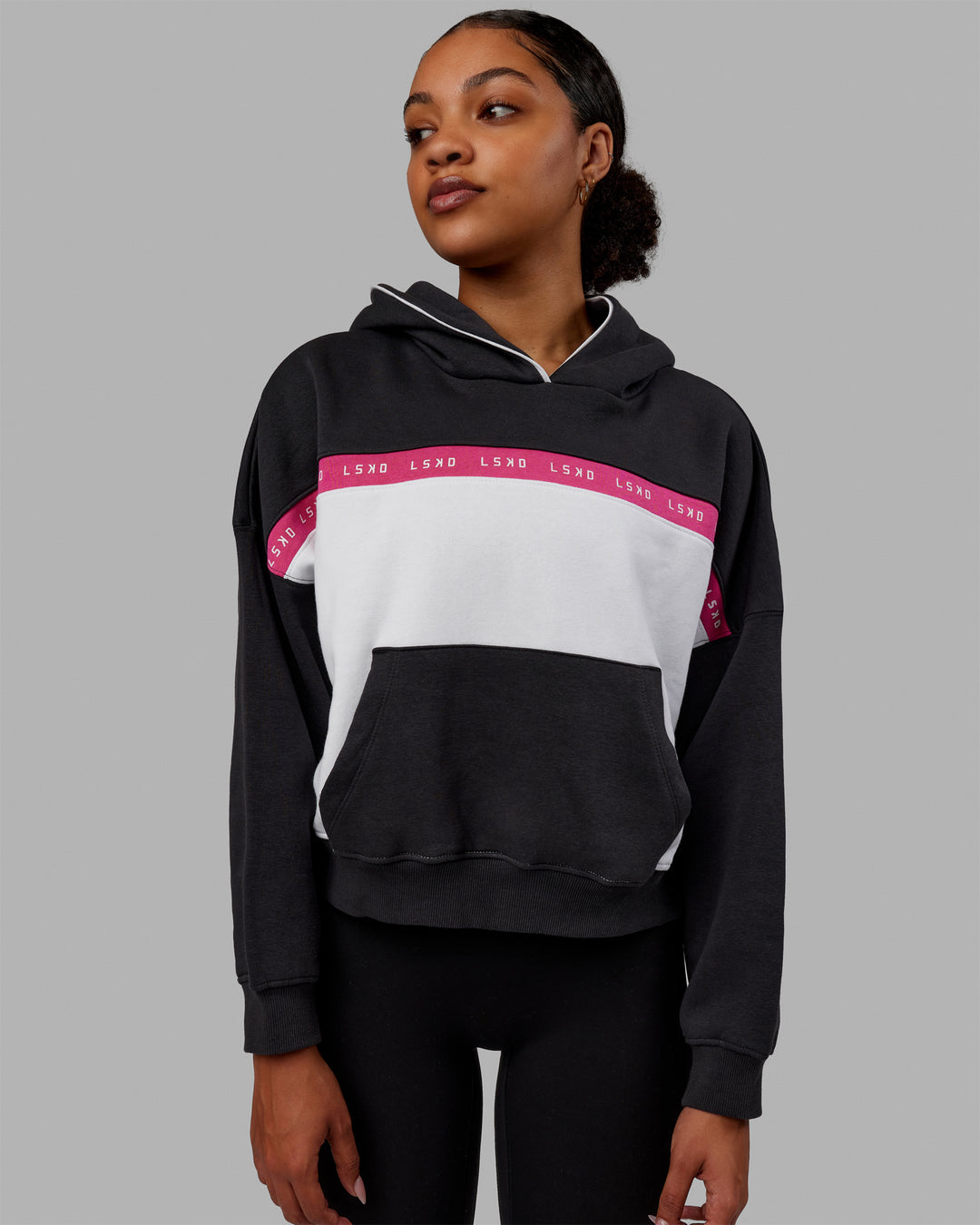 Woman wearing Extend Hoodie - Phantom-Ultra Pink