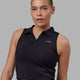 Woman wearing Fairway Collared Tank - Black