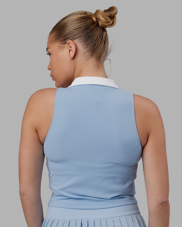 Woman wearing Fairway Collared Tank - Windsurfer-White