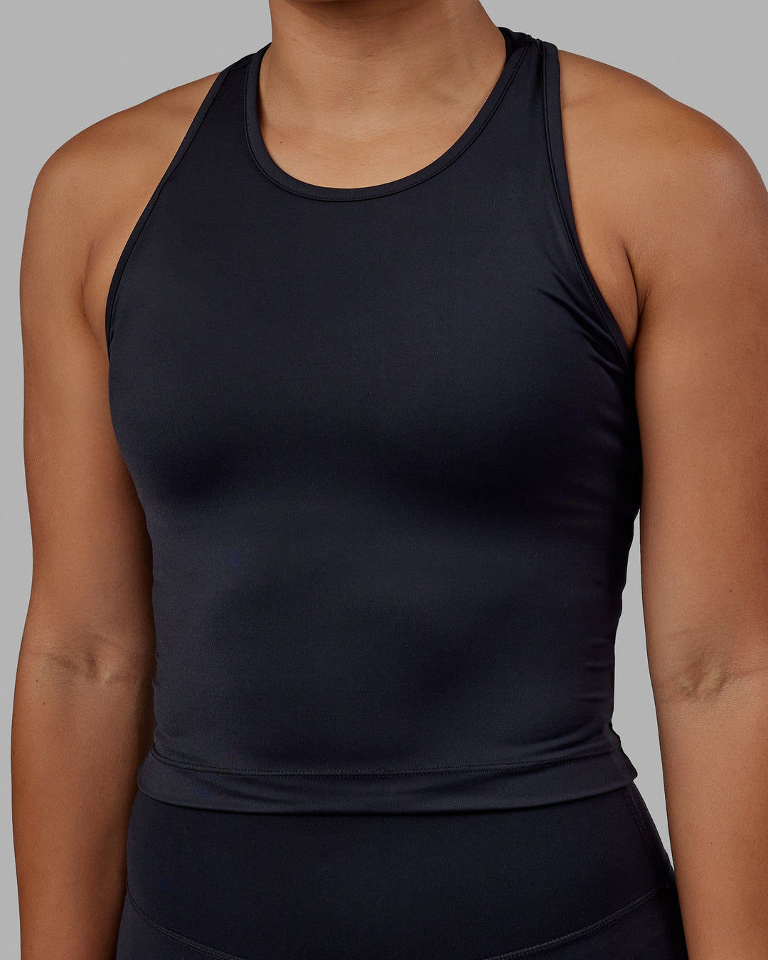 Flow Ribbed Shelf Bra Performance Tank - Black