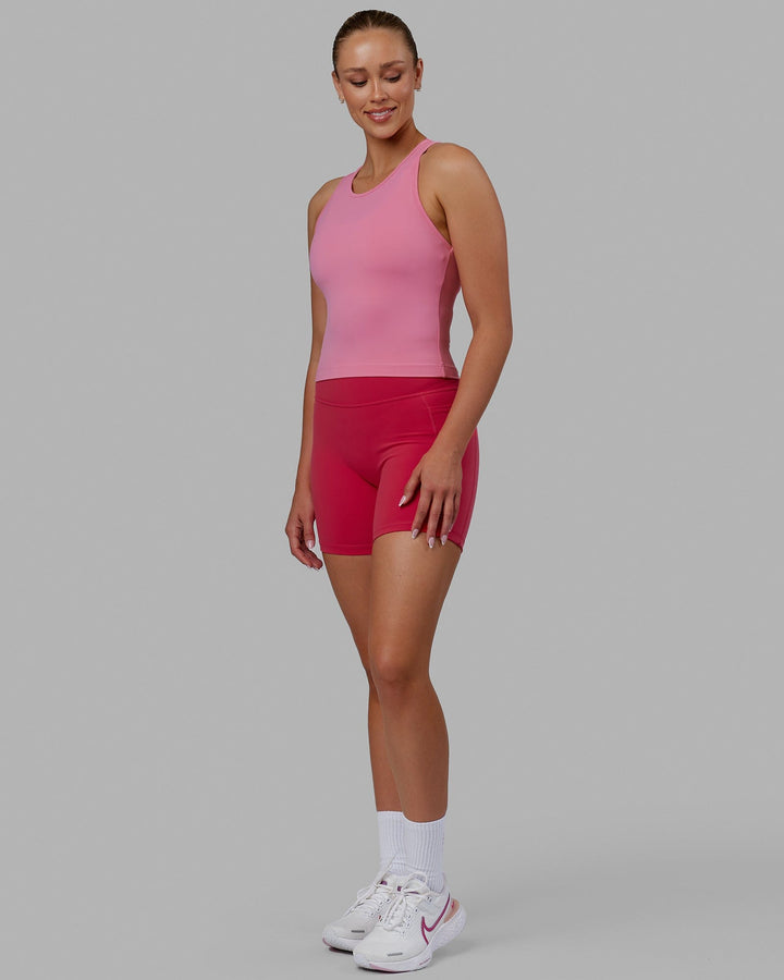 Woman wearing Flow Performance Tank - Pink Rose