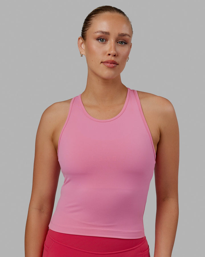 Woman wearing Flow Performance Tank - Pink Rose