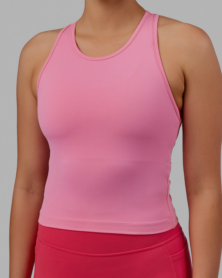 Woman wearing Flow Performance Tank - Pink Rose