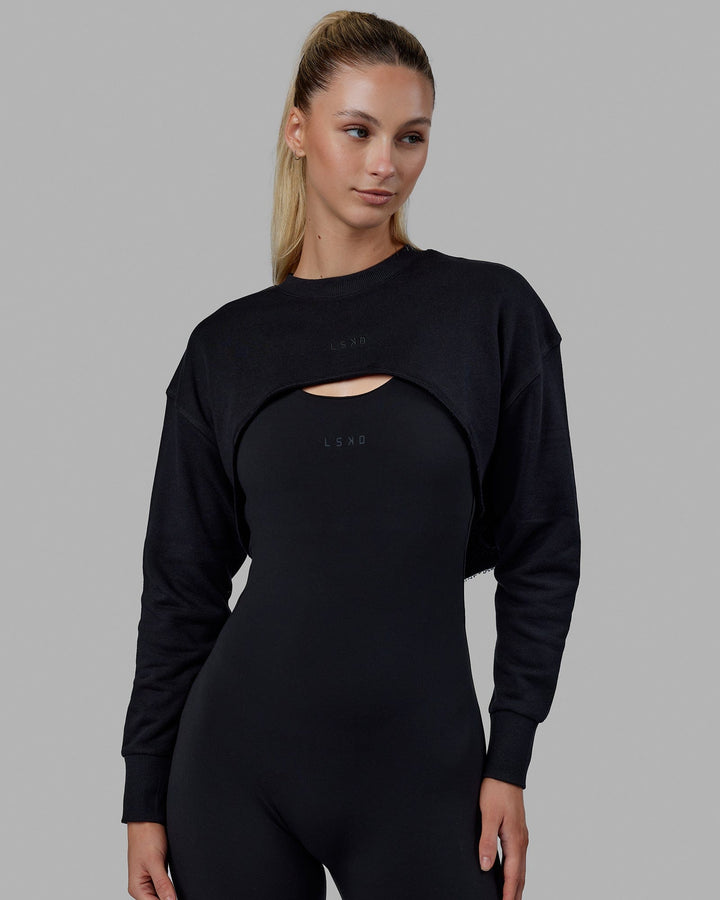 Woman wearing Force Cropped Sweater - Black