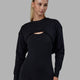 Woman wearing Force Cropped Sweater - Black