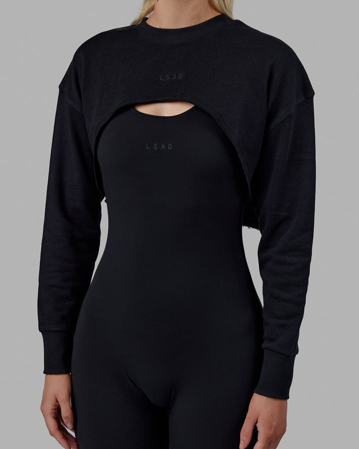 Woman wearing Force Cropped Sweater - Black