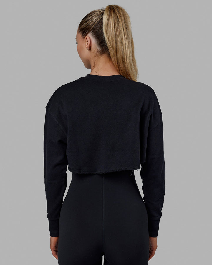 Woman wearing Force Cropped Sweater - Black