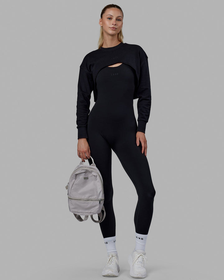 Woman wearing Force Cropped Sweater - Black